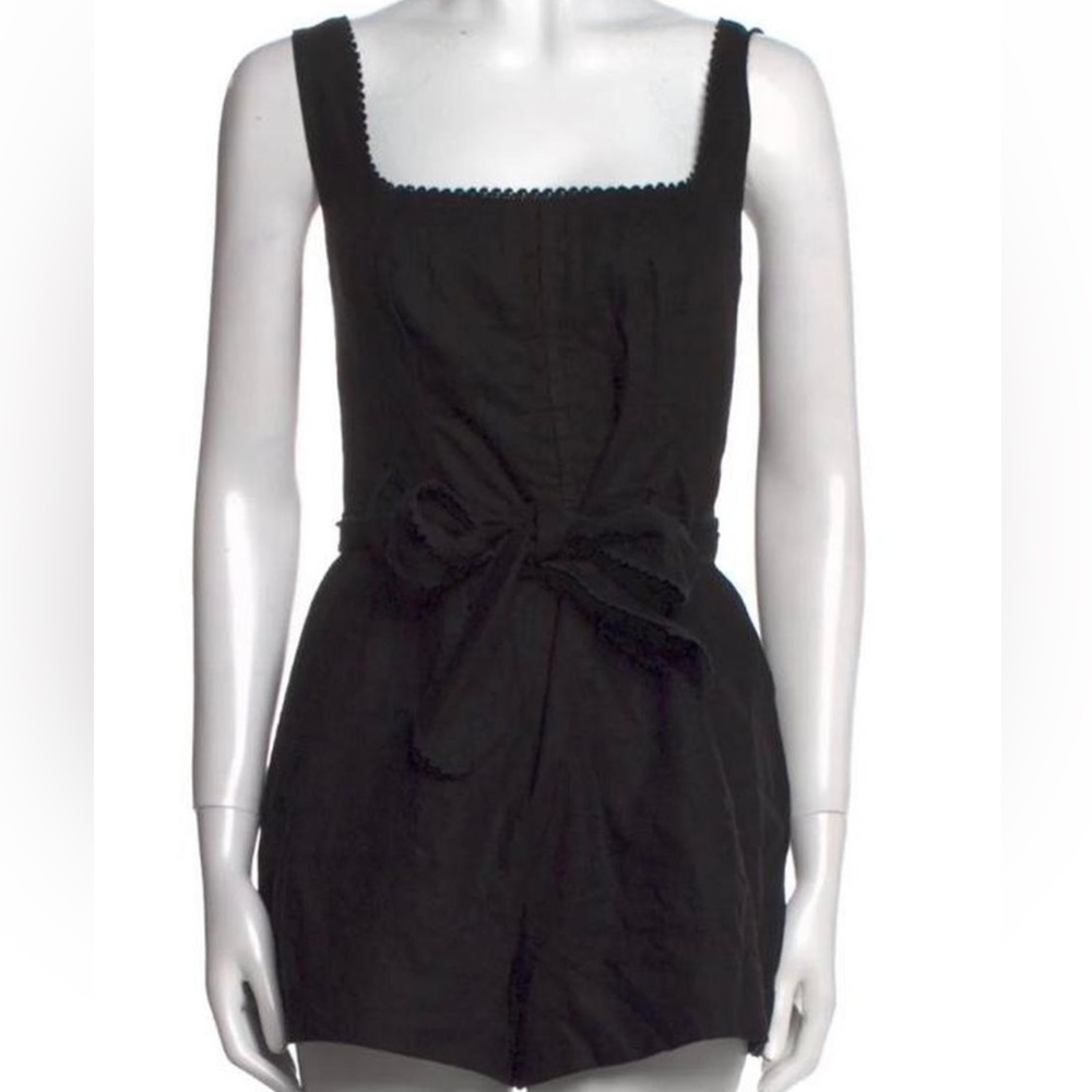 House‎ of Harlow 1960 Black Square-Neck Tie-Waist Romper